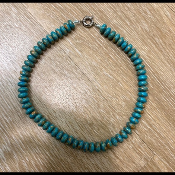 Jewelry - Turquoise necklace teal and silver closure  19 innches